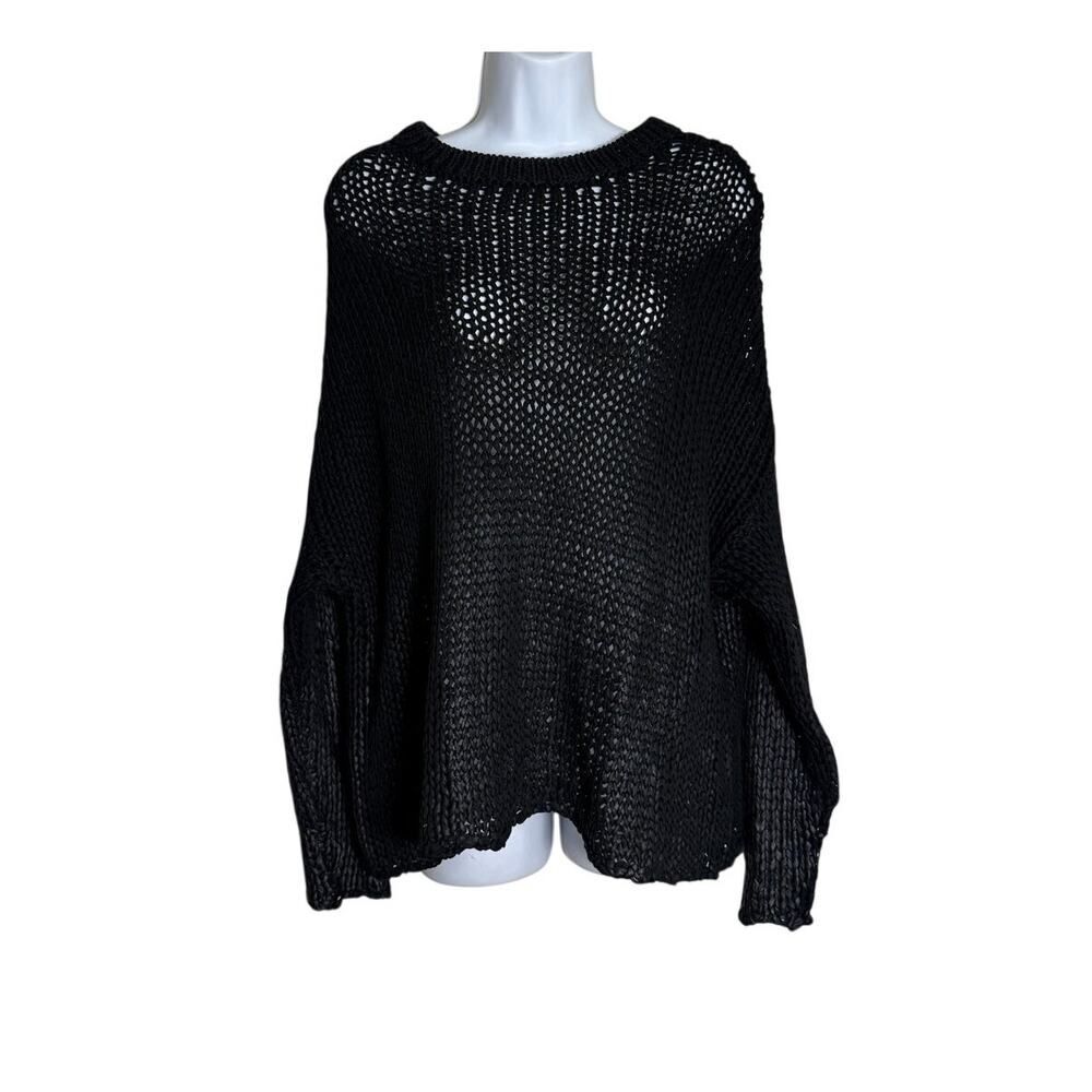 MJ Watson Chunky Pullover Sweater in Black Sheen Sz. M/L